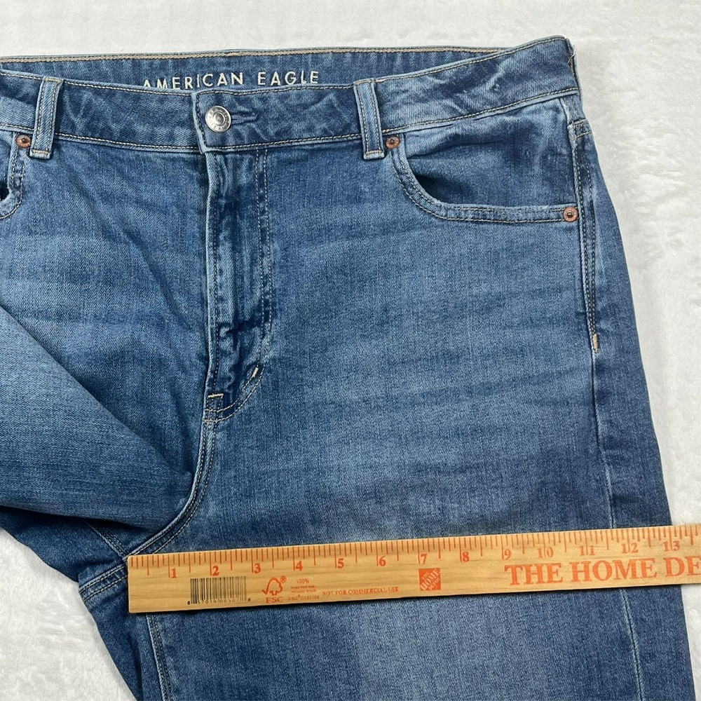 American Eagle Super High Rise Baggy Wide Leg Jeans Womens 14 Light Wash Stretch - Picture 13 of 16